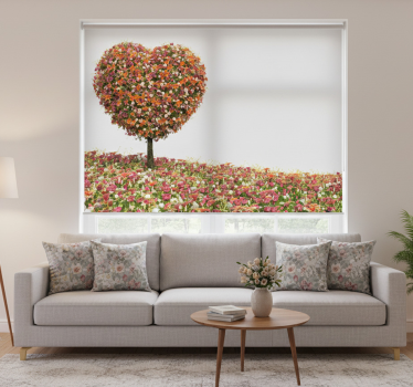 Tenda a rullo bianca albero fantastico a forma di cuore - TenStickers