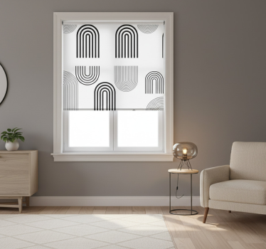 Tenda a rullo bianca archi neri sottili minimalisti - TenStickers
