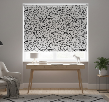 Tenda a rullo bianca arte graffiti bianco e nero - TenStickers