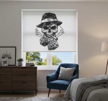 Tenda a rullo bianca carta con dadi e teschio - TenStickers