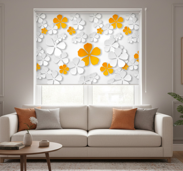 Tenda a rullo bianca contrasto fiorito - TenStickers