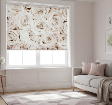 Tenda a rullo bianca design floreale rosa elegante - TenStickers
