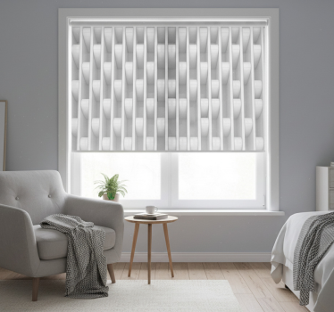 Tenda a rullo bianca design forme geometriche 3d - TenStickers