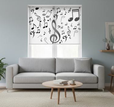 Tenda a rullo bianca note musicali - TenStickers