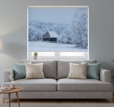 Tenda a rullo bianca per cortile innevato - TenStickers