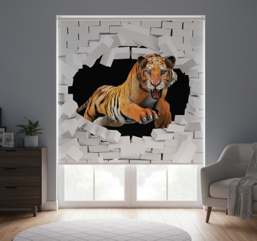 Tenda a rullo bianca tigre 3d - TenStickers