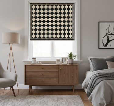 Tenda a rullo camera da letto a scacchi neri - TenStickers