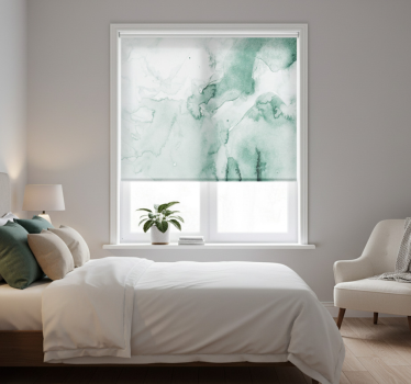 Tenda a rullo camera da letto acquerello bianco e verde - TenStickers
