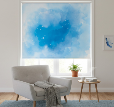 Tenda a rullo camera da letto acquerello blu minimalista - TenStickers