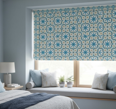 Tenda a rullo camera da letto blu e marrone beija - TenStickers