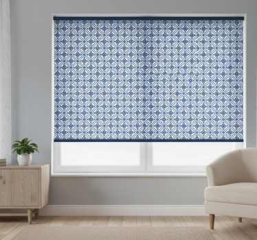 Tenda a rullo camera da letto motivo giapponese blu e bianco - TenStickers
