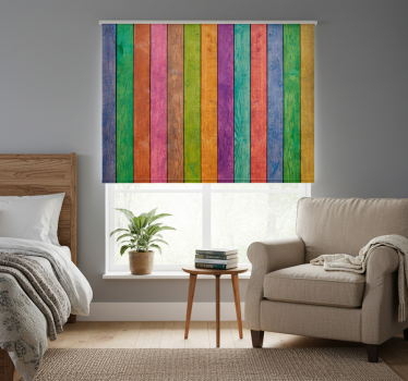 Tenda a rullo camera da letto motivo legno multicolore - TenStickers