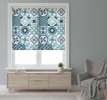 Tenda a rullo camera da letto ornamenti blu scuro - TenStickers