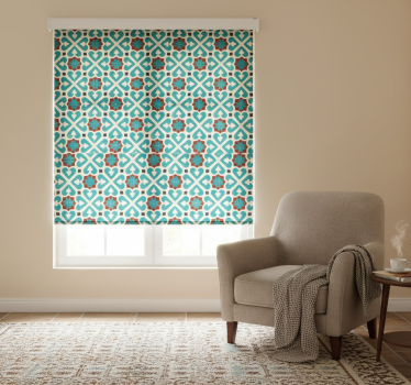 Tenda a rullo camera da letto pavimento piastrellato marrone - TenStickers
