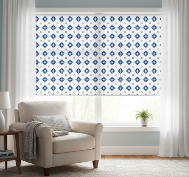 Tenda a rullo camera da letto piastrelle blu vintage - TenStickers