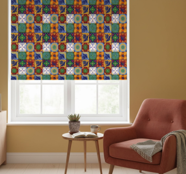 Tenda a rullo camera da letto piastrelle messicane colorate - TenStickers