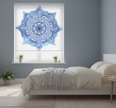 Tenda a rullo camera da letto mandala blu aquarella - TenStickers
