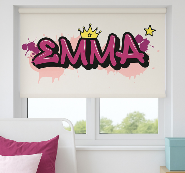 Tenda a rullo cameretta graffiti personalizzati rosa - TenStickers