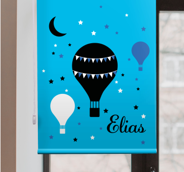 Tenda a rullo disegni Palloncini neri e blu con stelle e luna - TenStickers