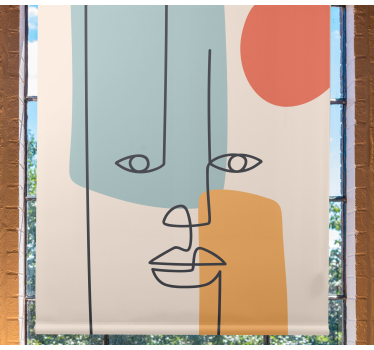 Tenda a rullo soggiorno viso disegnato artistico - TenStickers