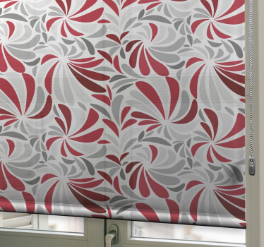 Tenda a rullo disegno classico Fiori grigi e rossi - TenStickers