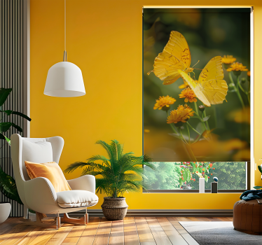 Tenda a rullo farfalle ali gialle realistiche - TenStickers