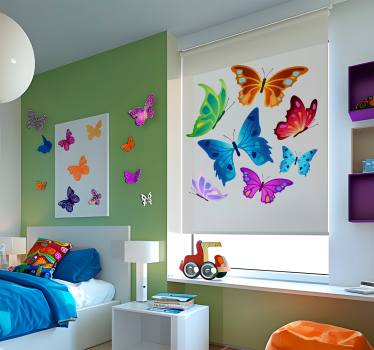 Tenda a rullo farfalle grandi ali colorate - TenStickers