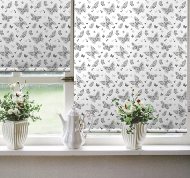 Tenda a rullo farfalle modello grigio - TenStickers