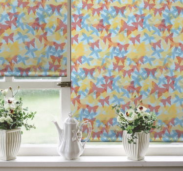Tenda a rullo farfalle arancione, giallo e blu - TenStickers