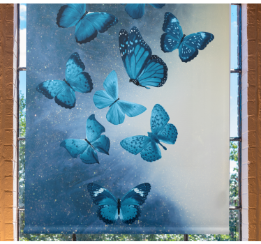 Tenda a rullo farfalle motivo blu volante - TenStickers