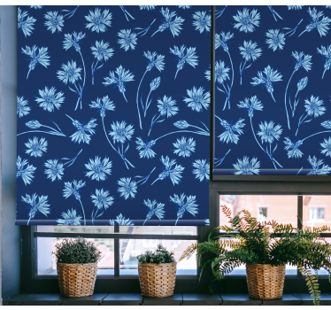 Tenda a rullo fiore e pianta Fiori blu marino - TenStickers