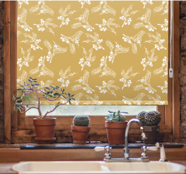 Tenda a rullo fiori e piante grazioso tema aviario - TenStickers