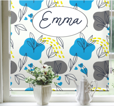 Tenda a rullo fiori e piante nome floreale personalizzato - TenStickers
