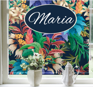 Tenda a rullo fiori e piante personalizzata con nome - TenStickers