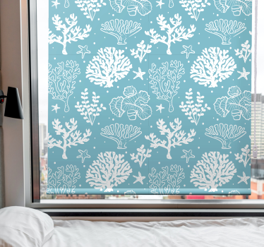 Tenda a rullo fiori e piante sagome di barriera corallina - TenStickers
