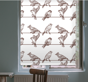 Tenda a rullo fiori e piante uccello appollaiato sugli arti - TenStickers