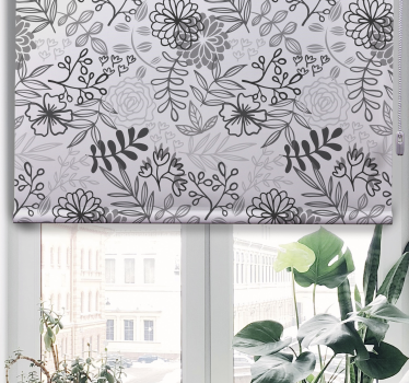 Tenda a rullo con fiori Grigio - TenStickers