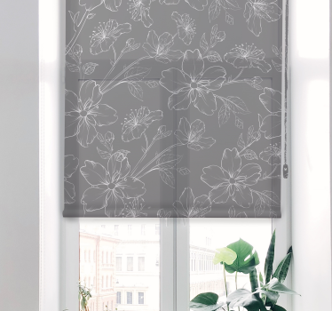 Tenda a rullo soggiorno floreale modello grigio - TenStickers