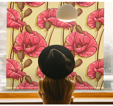 Tenda a rullo stile vintage papaveri rossi - TenStickers
