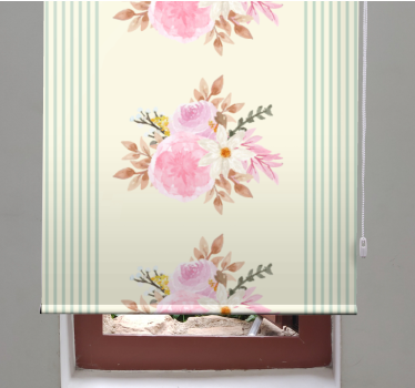 Tende a rullo originale con fiori e motivo a righe - TenStickers