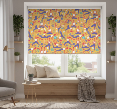 Tenda a rullo moderna con doodle di yoga disegnato a mano - TenStickers