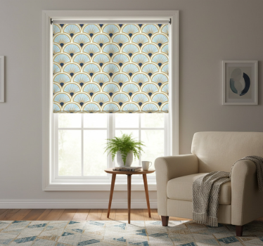 Tenda a rullo moderna con eleganti motivi a ventaglio - TenStickers