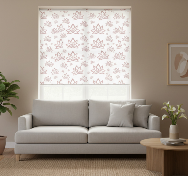 Tenda a rullo moderna con motivo di fiori di loto minimalista - TenStickers