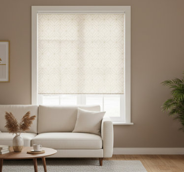 Tenda a rullo moderna con motivo geometrico linee dorate rustiche - TenStickers