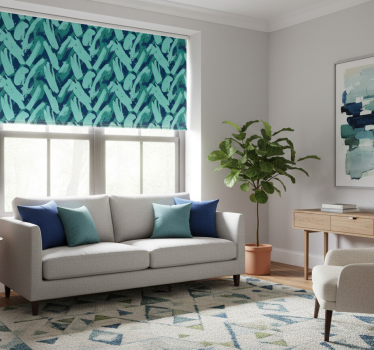 Tenda a rullo moderna con pennellate verdi e blu - TenStickers