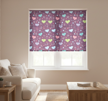 Tenda a rullo moderna cuori e linee decorative - TenStickers