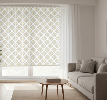 Tenda a rullo moderna figure grigie con linee oro e beige - TenStickers