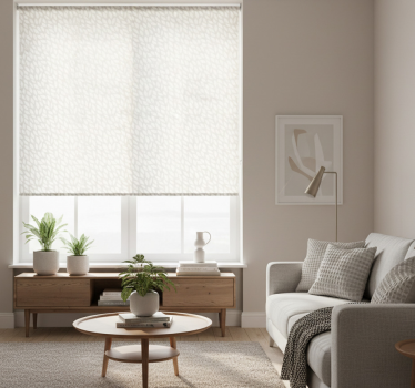 Tenda a rullo moderna foglie bianche su grigio - TenStickers
