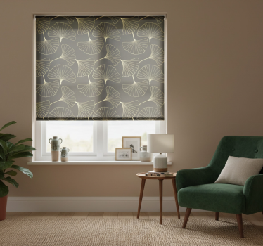 Tenda a rullo moderna foglie di ginkgo charcoal gold - TenStickers