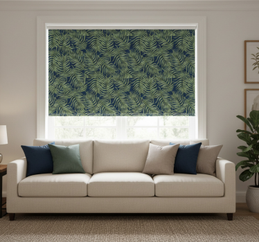 Tenda a rullo moderna foglie tropicali su sfondo scuro - TenStickers